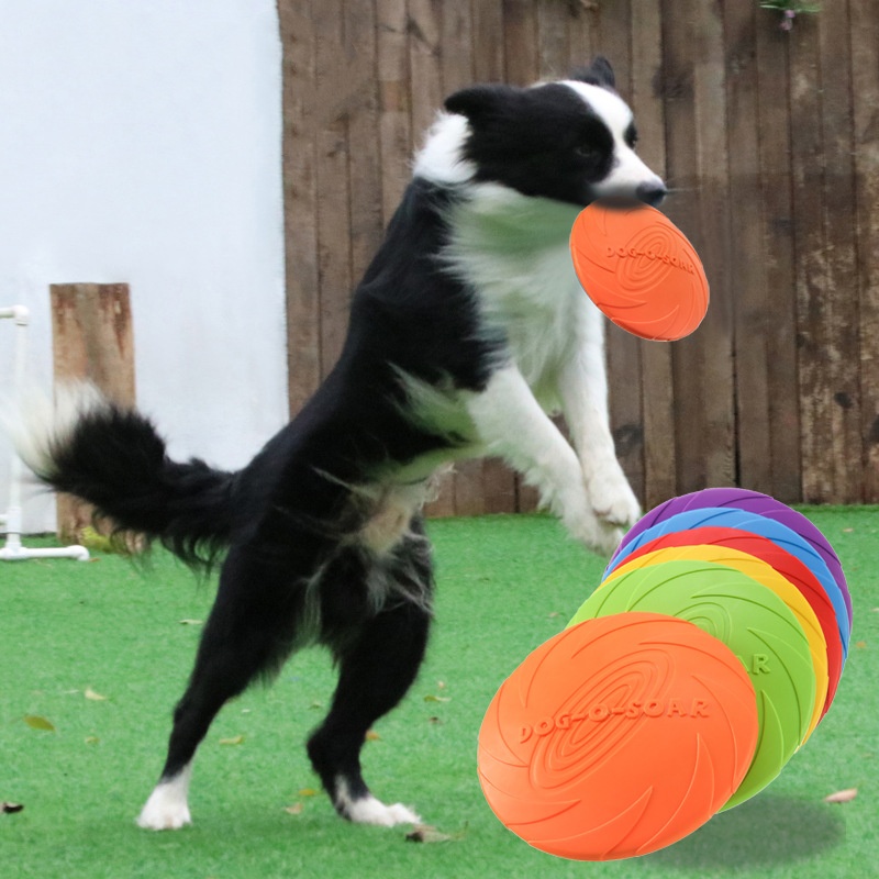 Indestructible Dog Chew Toy - Interactive Silicone Flying Saucer Toy for