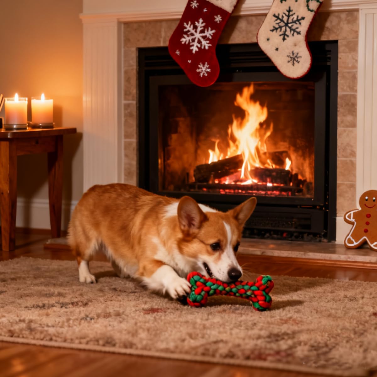 Christmas Cotton Rope Dog Chew - Teeth Cleaning Dog Chew Bone 评论和价格